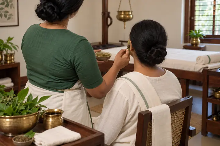 Varna Lepanam herbal facial application